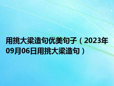 用挑大梁造句优美句子（2023年09月06日用挑大梁造句）