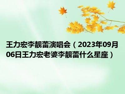 王力宏李靓蕾演唱会（2023年09月06日王力宏老婆李靓蕾什么星座）