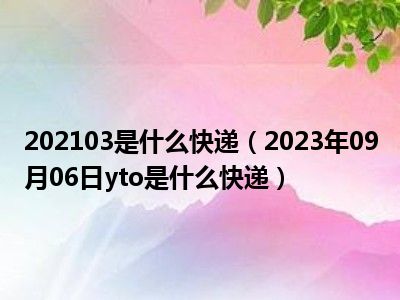 202103是什么快递（2023年09月06日yto是什么快递）