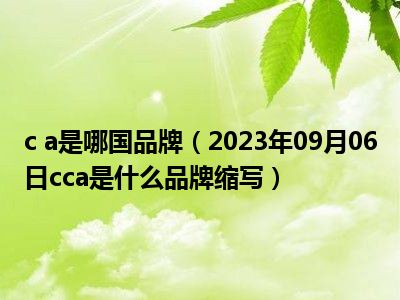 c a是哪国品牌（2023年09月06日cca是什么品牌缩写）