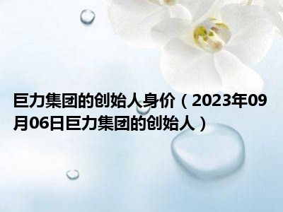 巨力集团的创始人身价（2023年09月06日巨力集团的创始人）