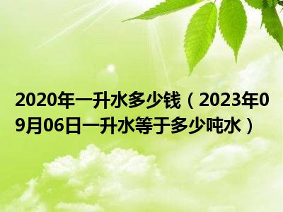 2020年一升水多少钱（2023年09月06日一升水等于多少吨水）