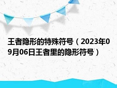 王者隐形的特殊符号（2023年09月06日王者里的隐形符号）