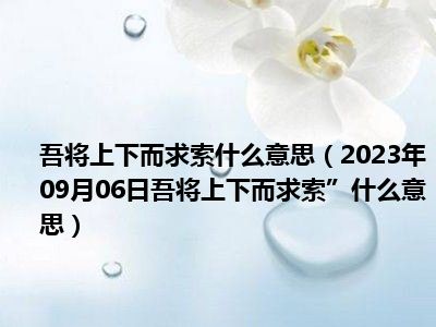 吾将上下而求索什么意思（2023年09月06日吾将上下而求索”什么意思）