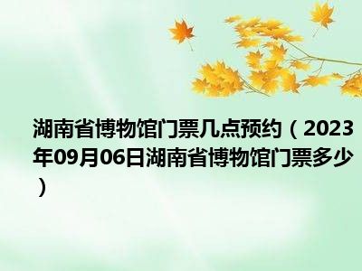 湖南省博物馆门票几点预约（2023年09月06日湖南省博物馆门票多少）