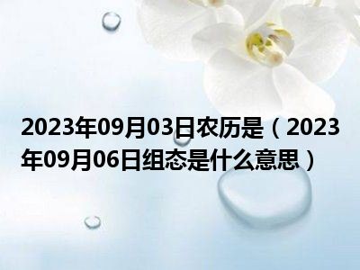 2023年09月03日农历是（2023年09月06日组态是什么意思）