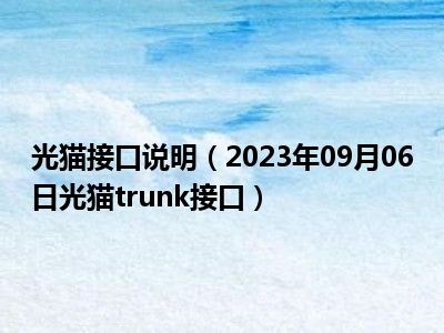 光猫接口说明（2023年09月06日光猫trunk接口）