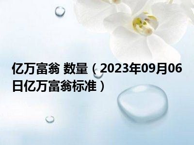 亿万富翁 数量（2023年09月06日亿万富翁标准）