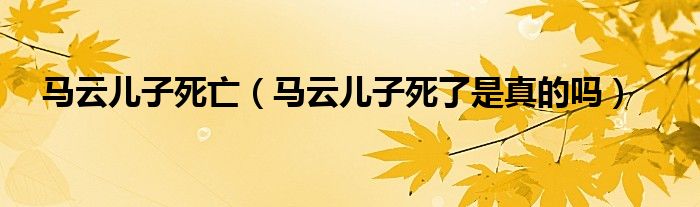  马云儿子死亡（马云儿子死了是真的吗）