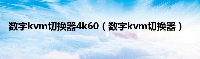  数字kvm切换器4k60（数字kvm切换器）