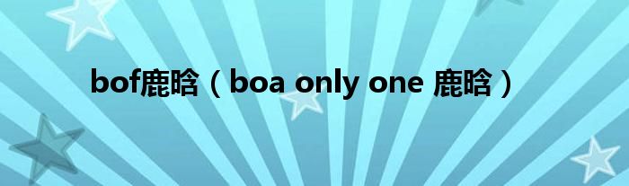  bof鹿晗（boa only one 鹿晗）