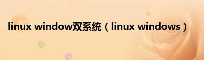  linux window双系统（linux windows）