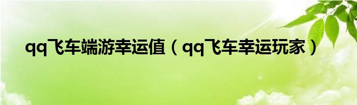  qq飞车端游幸运值（qq飞车幸运玩家）