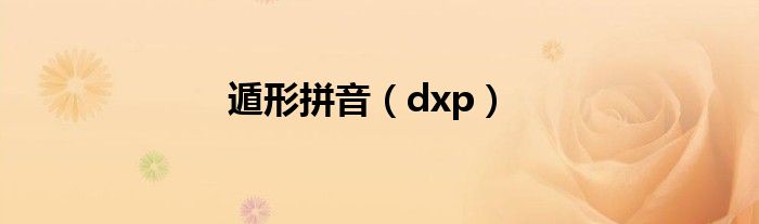  遁形拼音（dxp）