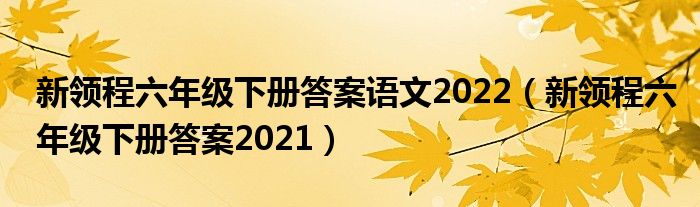  新领程六年级下册答案语文2022（新领程六年级下册答案2021）