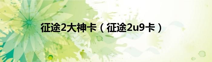  征途2大神卡（征途2u9卡）