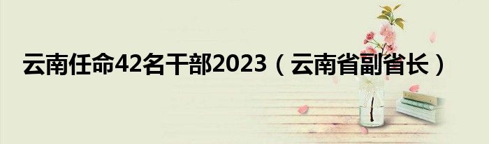  云南任命42名干部2023（云南省副省长）