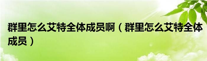  群里怎么艾特全体成员啊（群里怎么艾特全体成员）