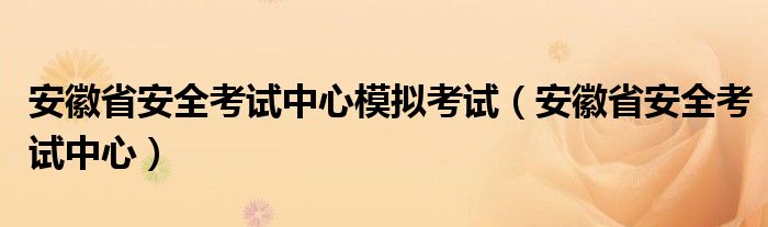  安徽省安全考试中心模拟考试（安徽省安全考试中心）