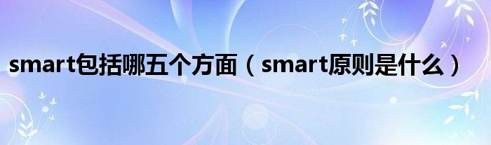  smart包括哪五个方面（smart原则是什么）