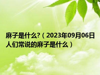 麻子是什么 （2023年09月06日人们常说的麻子是什么）