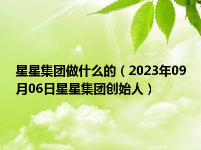 星星集团做什么的（2023年09月06日星星集团创始人）