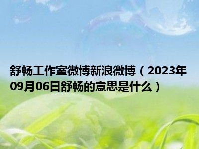 舒畅工作室微博新浪微博（2023年09月06日舒畅的意思是什么）