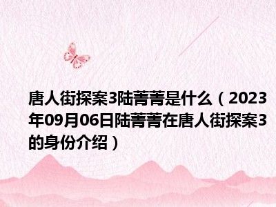 唐人街探案3陆菁菁是什么（2023年09月06日陆菁菁在唐人街探案3的身份介绍）