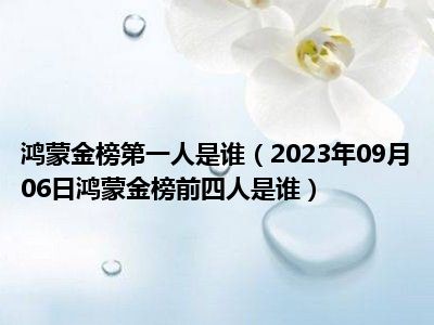 鸿蒙金榜第一人是谁（2023年09月06日鸿蒙金榜前四人是谁）