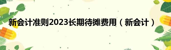 新会计准则2023长期待摊费用（新会计）