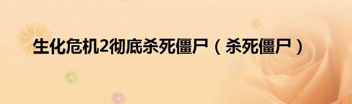  生化危机2彻底杀死僵尸（杀死僵尸）