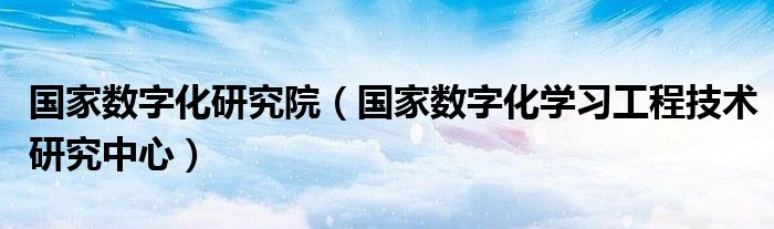  国家数字化研究院（国家数字化学习工程技术研究中心）