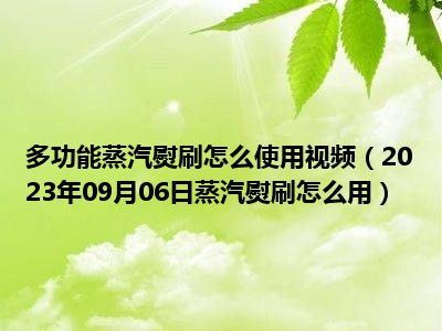 多功能蒸汽熨刷怎么使用视频（2023年09月06日蒸汽熨刷怎么用）