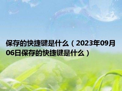 保存的快捷键是什么（2023年09月06日保存的快捷键是什么）