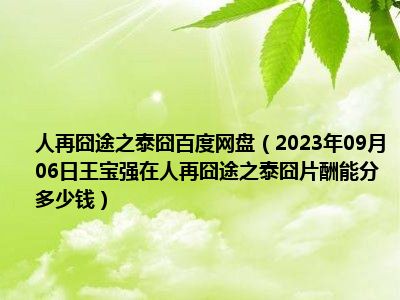 人再囧途之泰囧百度网盘（2023年09月06日王宝强在人再囧途之泰囧片酬能分多少钱）