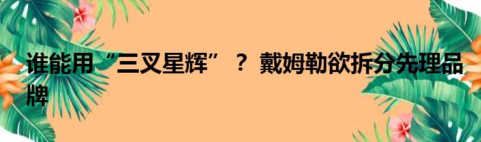 谁能用“三叉星辉”？ 戴姆勒欲拆分先理品牌