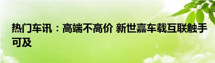 热门车讯：高端不高价 新世嘉车载互联触手可及