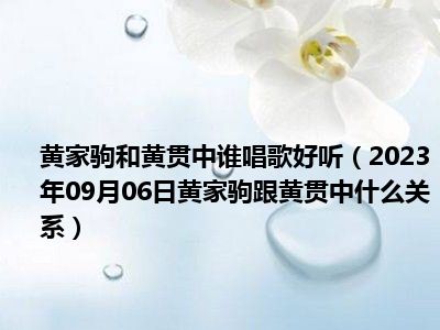 黄家驹和黄贯中谁唱歌好听（2023年09月06日黄家驹跟黄贯中什么关系）