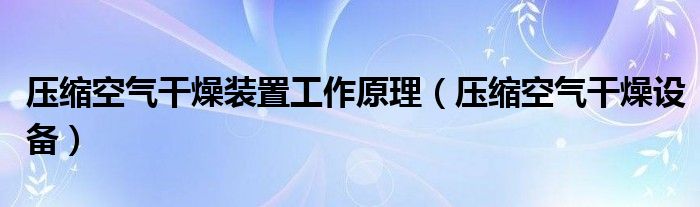  压缩空气干燥装置工作原理（压缩空气干燥设备）