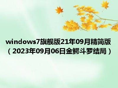 windows7旗舰版21年09月精简版（2023年09月06日金鳄斗罗结局）