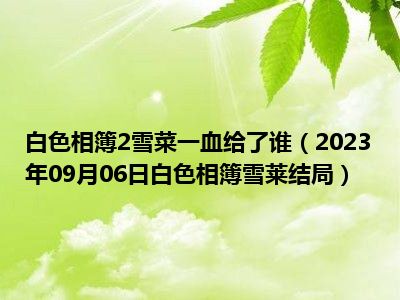 白色相簿2雪菜一血给了谁（2023年09月06日白色相簿雪莱结局）