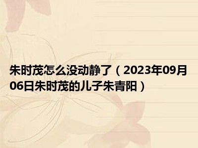 朱时茂怎么没动静了（2023年09月06日朱时茂的儿子朱青阳）