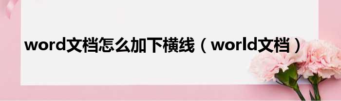 word文档怎么加下横线（world文档）