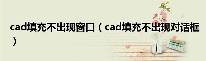  cad填充不出现窗口（cad填充不出现对话框）