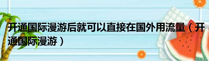 开通国际漫游后就可以直接在国外用流量（开通国际漫游）