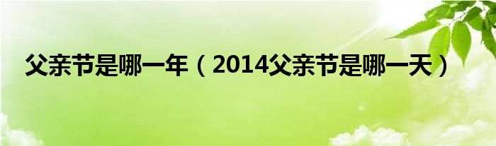  父亲节是哪一年（2014父亲节是哪一天）