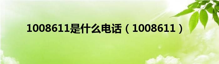  1008611是什么电话（1008611）