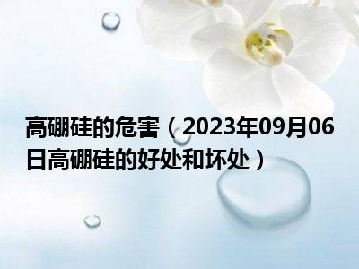 高硼硅的危害（2023年09月06日高硼硅的好处和坏处）