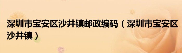  深圳市宝安区沙井镇邮政编码（深圳市宝安区沙井镇）