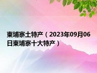 柬埔寨土特产（2023年09月06日柬埔寨十大特产）